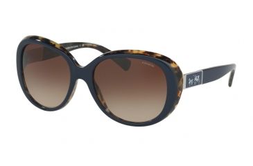 Image of Coach L094 CARTER HC8120 Sunglasses 537913-57 - Navy Milky Tortoise Frame, Smoke Gradient Lenses