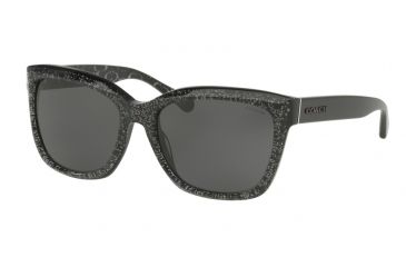 Image of Coach L1007 HC8230F Sunglasses 550587-57 - Black Chunky Glitter Frame, Dark Grey Solid Lenses