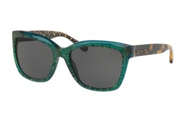 Image of Coach L1007 HC8230F Sunglasses 550687-57 - Emerlad Chunky Glitter Frame, Dark Grey Solid Lenses