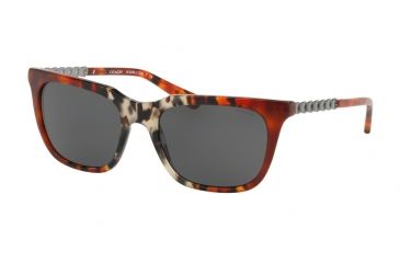 Image of Coach L1025 HC8236 Prescription Sunglasses, 56mm, Amber Grey Multi Tort, HC8236-551987-56-SV