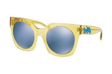 Image of Coach L1047 HC8250 Sunglasses 55241U-51 - Yellow Trans Frame, Light Blue Solid Lenses
