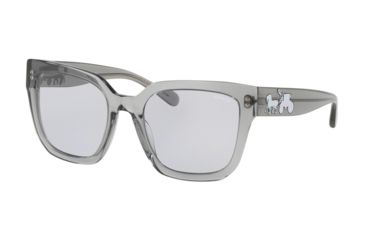 Image of Coach L1049 HC8249 Progressive Prescription Sunglasses, 53mm, Grey Trans, HC8249-51721A-53-PRO
