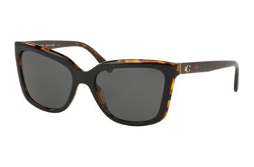 Image of Coach L1059 HC8261 Sunglasses 544687-56 - Black Tortoise Frame, Dark Gray Solid Lenses