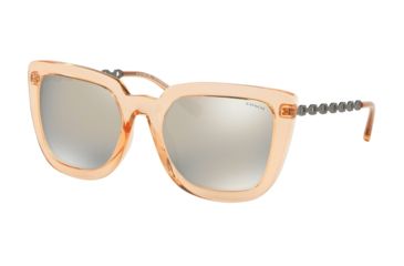 Image of Coach L1064 HC8258U Prescription Sunglasses, 56mm, Transparent Peach, HC8258U-55637U-56-SV