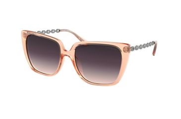 Image of Coach L1066 HC8256U Sunglasses 556336-55 - Transparent Peach Frame, Purple Gradient Lenses