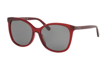 Image of Coach L1101 HC8271U Progressive Prescription Sunglasses, 57mm, Transparent Burgundy, HC8271U-555787-57-PRO