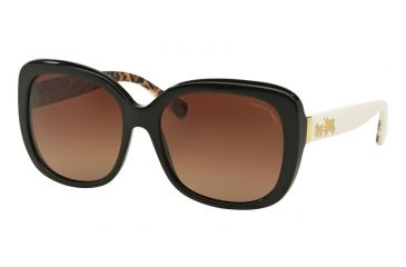 Image of Coach L139 HC8158 Sunglasses 5336T5-58 - Black/Ivory Wild Beast Frame, Brown Gradient Polar Lenses