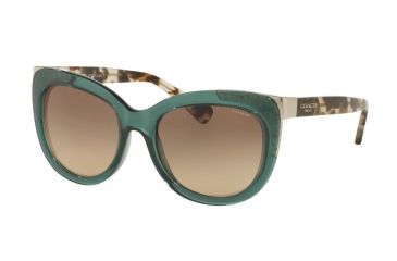 Image of Coach L152 HC8171 Single Vision Prescription Sunglasses HC8171-5370D0-56 - Lens Diameter 56 mm, Frame Color Crystal Teal/snow Leopard Tort