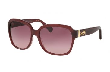 Image of Coach L1602 HC8185 Sunglasses 5396G2-58 - Milky Black Cherry/Amaranth Sig C Frame, Burgundy Gradient Lenses