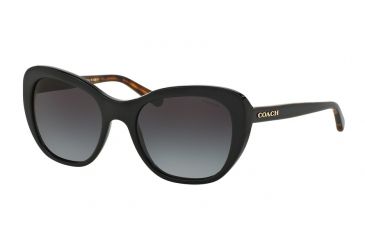 Image of Coach L1631 HC8204 Sunglasses 544211-52 - Black/Black Tortoise Frame, Light Grey Gradient Lenses