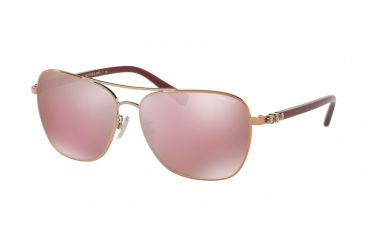 Image of Coach L1637 HC7073B Sunglasses 93041T-59 - Rose Gold/aubergine Frame, Pink Solid Mirror Lenses