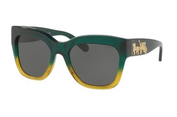 Image of Coach L1649 HC8213 Single Vision Prescription Sunglasses HC8213-548387-56 - Lens Diameter 56 mm, Frame Color Emerald Mustard Gradient