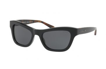 Image of Coach L1653 HC8223 Sunglasses 548787-53 - Black Frame, Dark Grey Solid Lenses