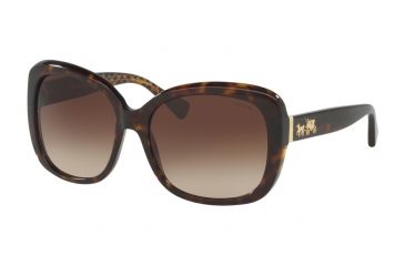 Image of Coach L559 HC8158F Sunglasses 539413-58 - Dark Tort/Dark Tort Gold Sig C Frame, Smoke Gradient Lenses