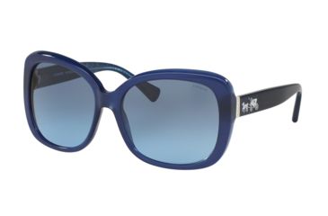 Image of Coach L559 HC8158F Sunglasses 539717-58 - Milky Navy/Milky Navy Sig C Frame, Grey Blue Gradient Lenses
