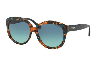 Image of Coach L561 HC8159F Sunglasses 53374S-55 - Teal Confetti/Teal Frame, Teal Gradient Lenses