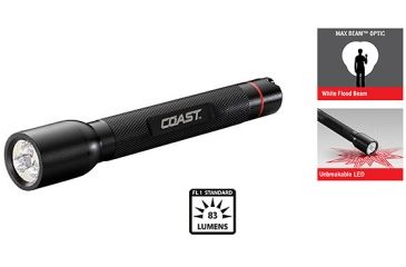 Image of Coast G25 Flashlight, Black, 2 AA Batteries, 83 Lumens CT-19355