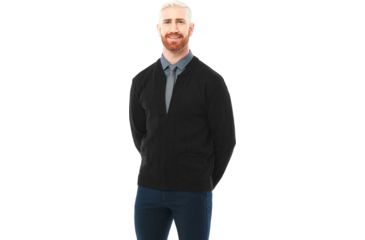 Image of Cobmex Crew Neck Long Sleeve Zip Front Cardigan With Pockets - Ribbed Waistband And Cuffs, Black - 4010BK3X
