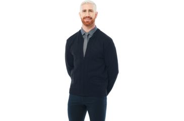 Image of Cobmex Crew Neck Long Sleeve Zip Front Cardigan With Pockets - Ribbed Waistband And Cuffs, Navy - 4010NVXS