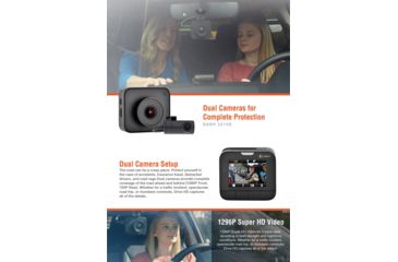 Image of Cobra Dual View Dash Cam w/ Driver Alert System, Black, DASH2216D