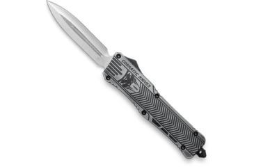 Image of CobraTec Knives Large CTK-1 OTF Automatic Folding Knife, 3.75in, D2 Steel, Dagger Point Blade, Aluminum Alloy, Stonewash Handle, LSWCTK-1LDAGNS