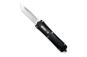 Image of CobraTec Knives King Cobra Automatic Folding Knife, 4 in, D2 Steel Blade, Tanto Plain Blade, Black Anodized Aluminum w/Carbon Fiber Inlay Handle, BLKKCTNS