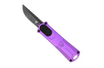 Image of CobraTec Knives California 952 OTF Automatic Folding Knife, 1.75in, Stonewashed D2 Steel, Non-Serrated Drop Blade, Purple, CALI952PURDNS