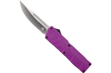 Image of CobraTec Knives Lightweight OTF Automatic Folding Knives, 3.25in, D2 Steel, Drop Not Serrated, Purple Handle, PURCTLWDNS