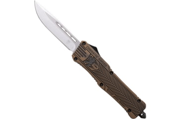 Image of CobraTec Knives CTK-1 Medium OTF Automatic Folding Knife, 3in, D2 Steel, Drop Not Serrated, Cerakote Bronze Distressed, MBDCTK1MDNS