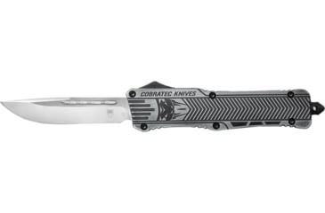 Image of Cobratec Knives  CTK-1 Medium OTF Automatic Folding Knives, 3 in, Carbon Steel, Dagger Not Serrated, Stonewash Handle, MSWCTK1MDAGNS