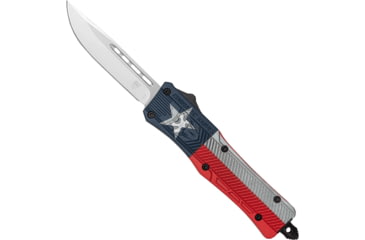 Image of CobraTec Knives CTK-1 Medium OTF Automatic Folding Knife, 3in, D2 Steel, Drop Not Serrated, Cerakote Texas Flag, MTXCTK1MDNS