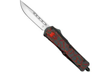 Image of CobraTec Knives Medium FS-3 Fractured Automatic Folding Knife, 3in, D2, Drop Point, Aluminum Black/Red Handle, MFRTBLKREDDNS