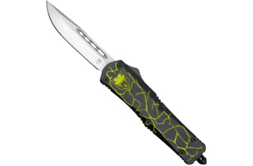 Image of CobraTec Knives Medium FS-3 Fractured Automatic Folding Knife, 3in, D2, Drop Point, Aluminum Black/Yellow Handle, MFRTBLKYELDNS
