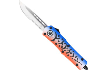 Image of CobraTec Knives FS-3 Medium OTF Automatic Folding Knives, 3in, D2 Steel, Drop Serrated Blade, Cerakote/Lure Blue Handle, MFLBLUFS-3DS
