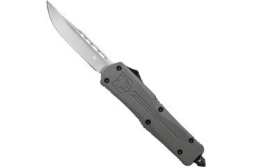 Image of CobraTec Knives FS-3 Medium OTF Automatic Folding Knives, 3in, D2 Steel, Drop Non-Serrated Blade, Grey Handle, MGYFS-3DNS