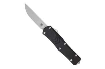 Image of CobraTec Knives Small FS-X Gen II OTF Knife, 2.75in, Stonewashed D2 Steel Blade, Drop Non-Serrated Blade, Black Handle, SBLKFS-XGEN2DNS