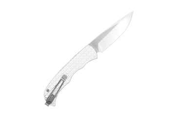 Image of CobraTec Knives Cyclone Hidden Release OTF Automatic Folding Knife, 3in, Plain Satin D2 Steel, Drop Point Blade, 4 in Aluminum, White Handle, CTCLNHRSIL