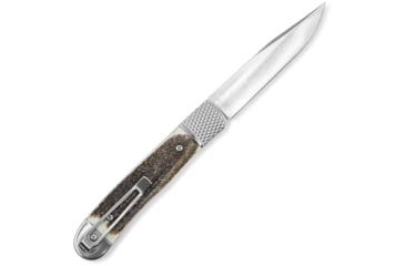 Image of CobraTec Knives Trapper Hidden Release Automatic Folding Knife, 3.12 in, Satin D2 Steel, Drop Point Plain Blade, Stag, Stag Handle, CTTHRSTG