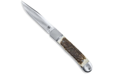 Image of CobraTec Knives Trapper Hidden Release Automatic Folding Knife, 3.12 in, Satin D2 Steel, Drop Point Plain Blade, Stag, Stag Handle, CTTHRSTG