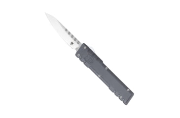 Image of CobraTec Knives Gentelmens OTF Automatic Folding Knife, 2.8 in, 154CM Stainless Steel Blade, Drop Point Plain Blade, Gray Anodized 6061-T6 Aluminum Handle, GENTGRYCM154DNS