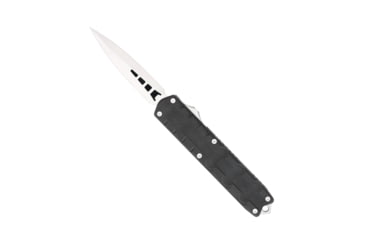 Image of CobraTec Knives Large Enforcer OTF Knife, 3.25in, M390 Steel, Dagger Non-Serrated, Black Handle, CTEBLKM390DAGNS