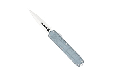 Image of CobraTec Knives Large Enforcer OTF Knife, 3.25in, M390 Steel, Dagger Non-Serrated, Grey Handle, CTEGRYM390DAGNS