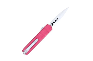 Image of CobraTec Knives Large Enforcer OTF Knife, 3.25in, M390 Steel, Dagger Non-Serrated, Red Handle, CTERDM390DAGNS