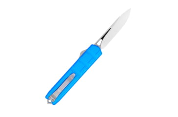 Image of CobraTec Knives Large Enforcer OTF Knife, 3.25in, M390 Steel, Drop Non-Serrated, Blue Handle, CTEBLUM390DNS