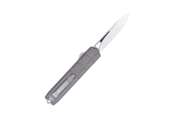 Image of CobraTec Knives Large Enforcer OTF Knife, 3.25in, M390 Steel, Steel, Drop Non-Serrated, Grey Handle, CTEGRYM390DNS