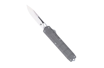 Image of CobraTec Knives Large Enforcer OTF Knife, 3.25in, M390 Steel, Steel, Drop Non-Serrated, Grey Handle, CTEGRYM390DNS