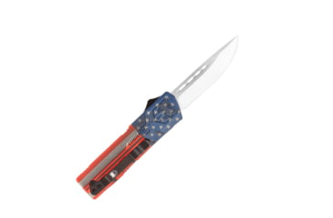 Image of CobraTec Knives Lightweight OTF Automatic Folding Knives, 3.25in, D2 Steel, Drop Non-Serrated, Cerakote/USA Flag Handle, AFCCTLWDNS