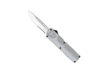 Image of CobraTec Knives Lightweight OTF Automatic Folding Knives, 3.25in, D2 Steel, Drop Serrated, Grey Handle, GYCTLWDS