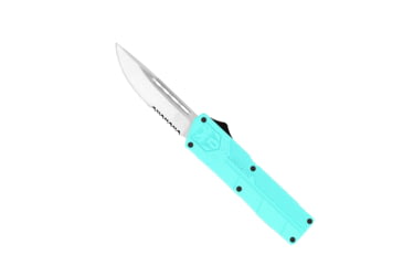 Image of CobraTec Knives Lightweight OTF Automatic Folding Knives, 3.25in, D2 Steel, Drop Serrated, Tiffany Blue Handle, TBCTLWDS