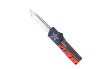 Image of CobraTec Knives Lightweight OTF Automatic Folding Knives, 3.25in, D2 Steel, Tanto Non-Serrated, Cerakote/Tx Flag Handle, TXCTLWTNS